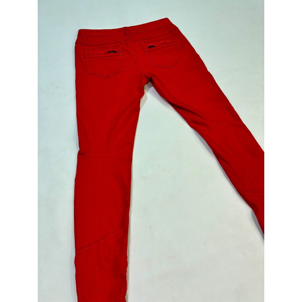 Free People‎ Red Cargo Pants Womens Size 28 Zipper Pockets Moto Style - Picture 4 of 12